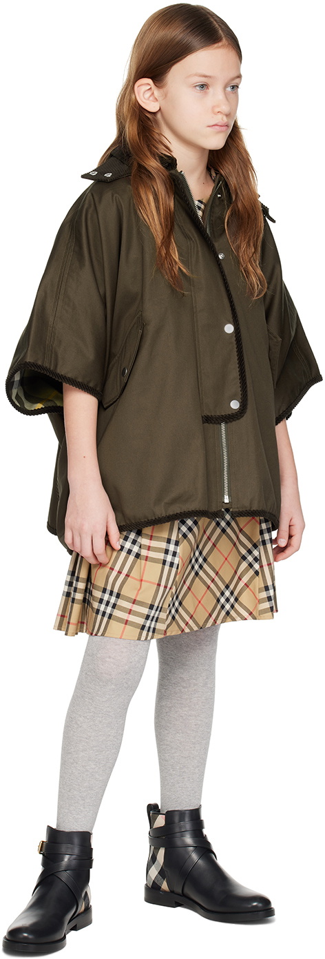 Burberry Kids Beige Pleated Check Dress Burberry