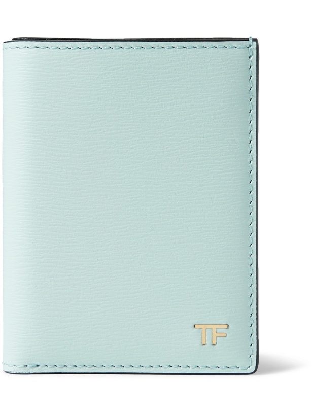 Photo: TOM FORD - Logo-Appliquéd Textured-Leather Bifold Cardholder - Blue