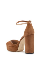 Stuart Weitzman Sabrina 110 Suede Platform Sandals Tan