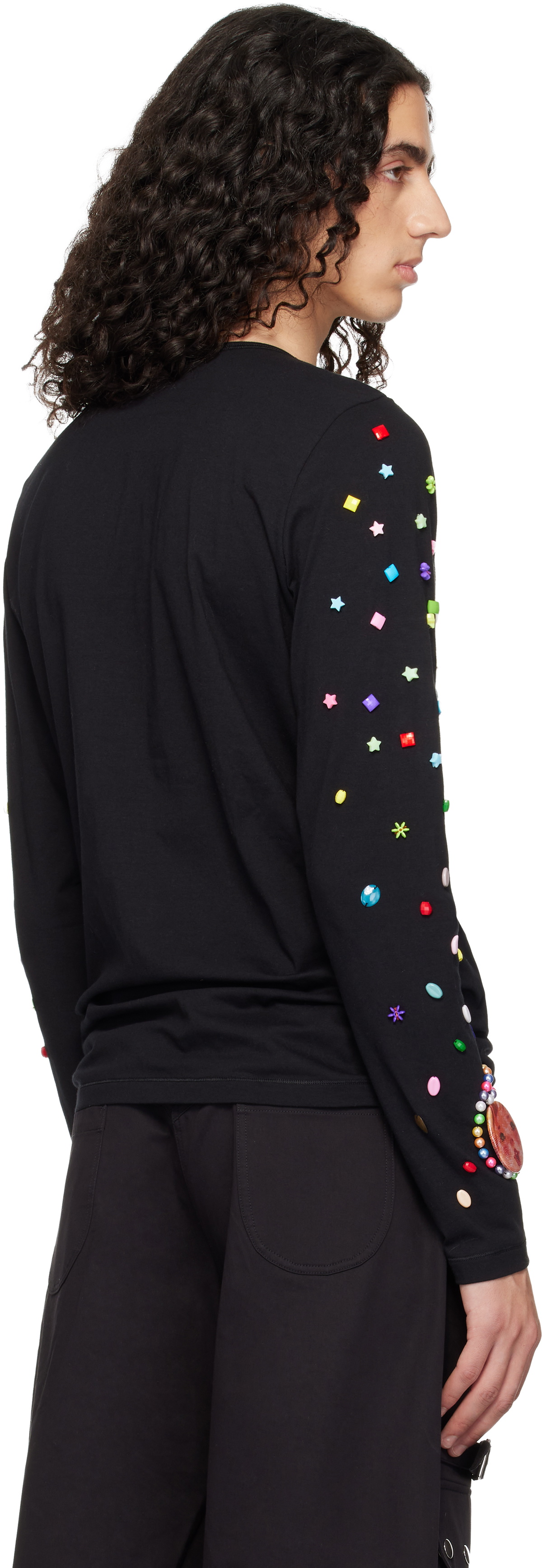 Chopova Lowena Black Night Defunct Beaded Jersey T-shirt