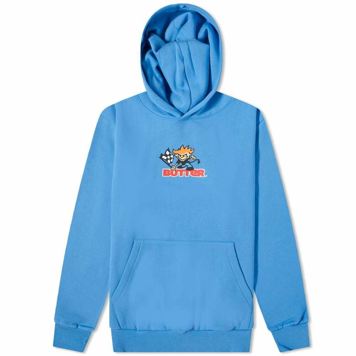 Photo: Butter Goods Men's Racing Logo Hoody in Lake Blue