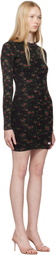 Alexander Wang Black Floral-Print Ribbed Cotton Minidress