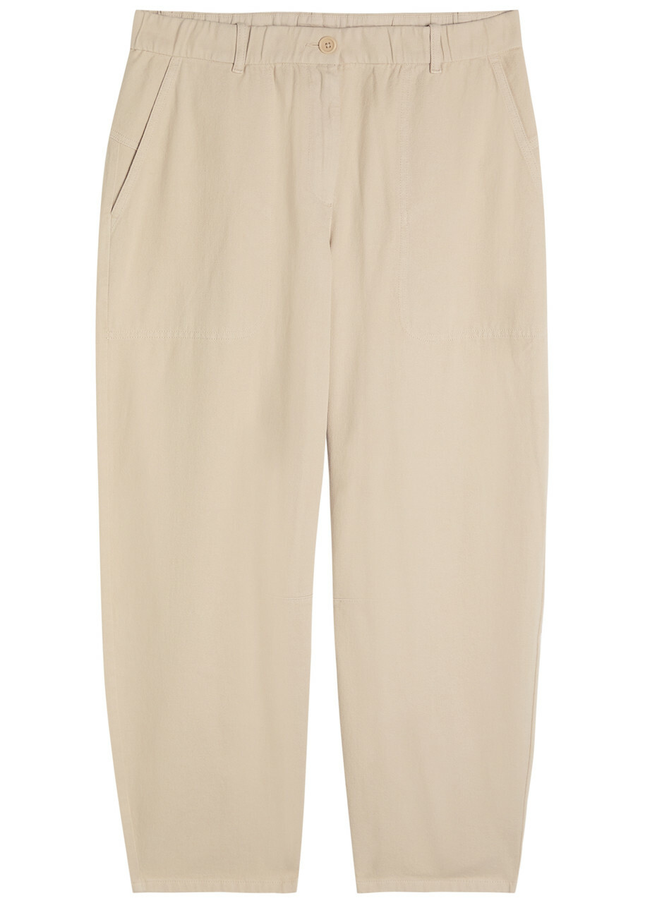Eileen Fisher Barrel-leg Cotton Trousers Beige