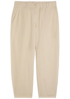 Eileen Fisher Barrel-leg Cotton Trousers Beige