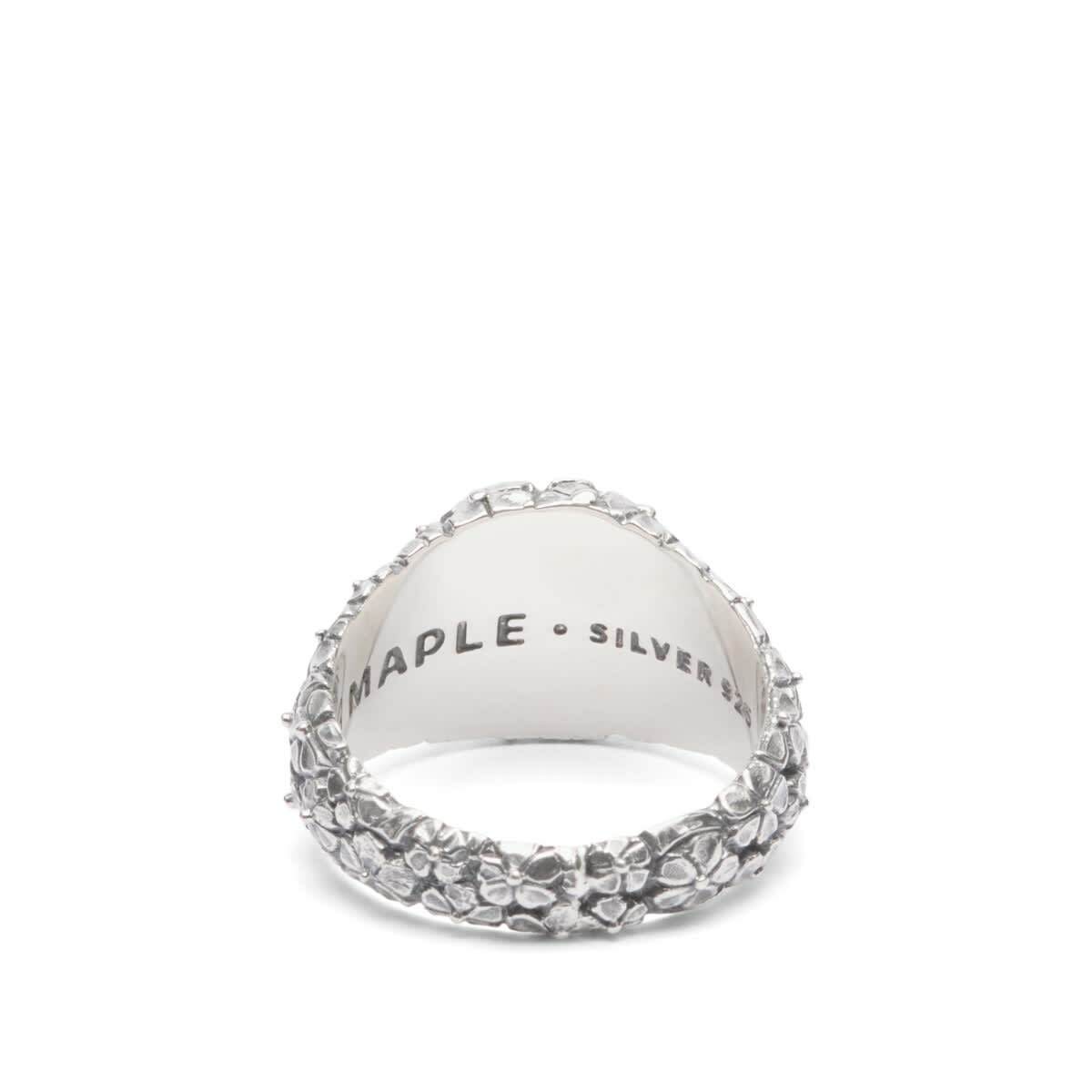 Maple Men's Floral Oval Signet Ring in Silver