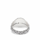 Maple Men's Floral Oval Signet Ring in Silver