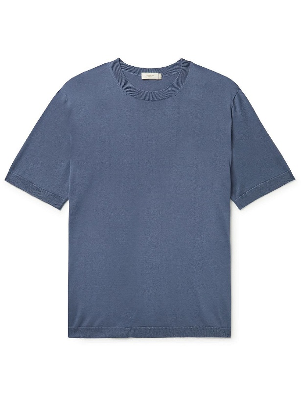 Photo: Agnona - Cotton and Silk-Blend T-Shirt - Blue
