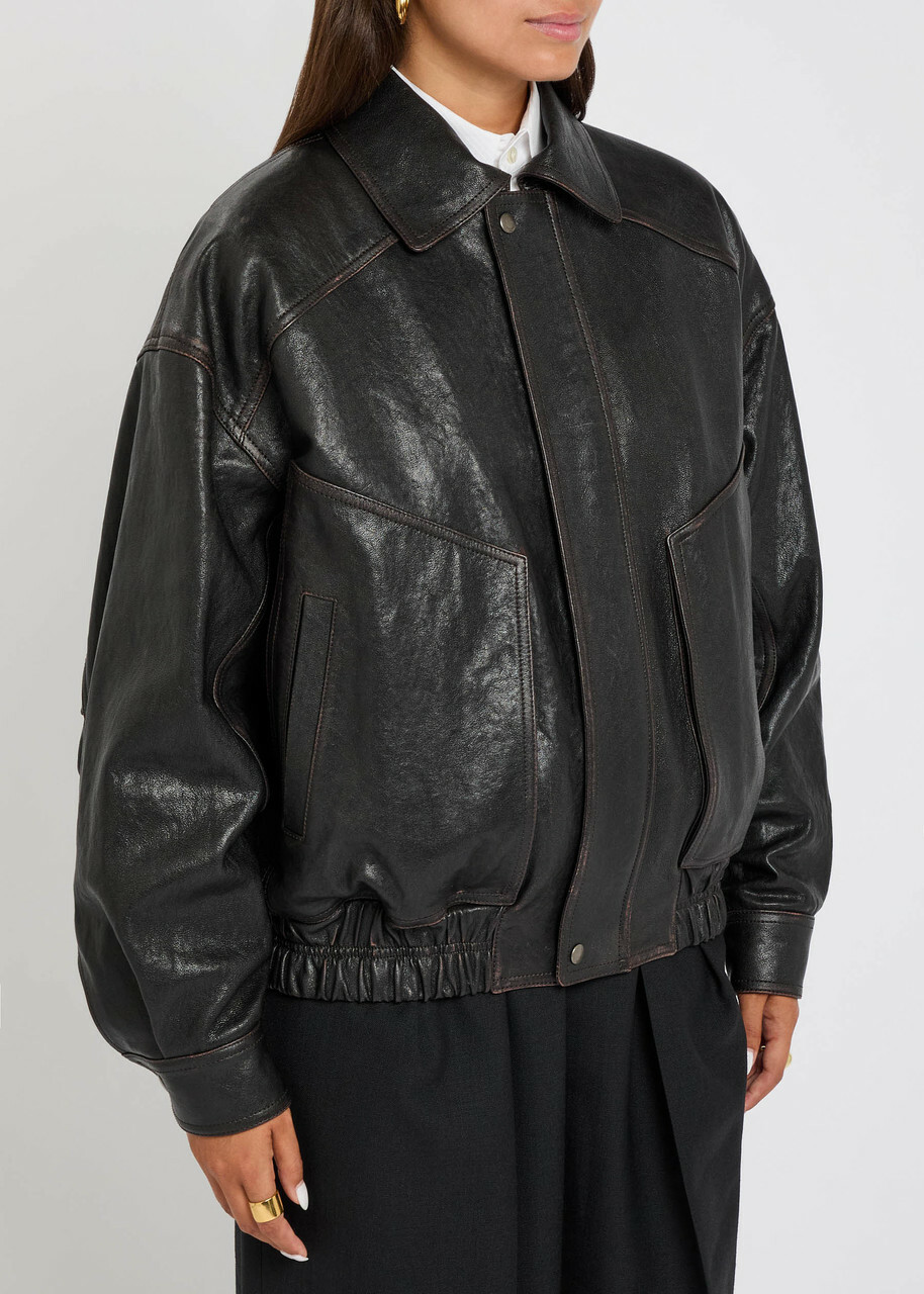 Yves Saint Laurent Panelled Faded Leather Jacket Black Other