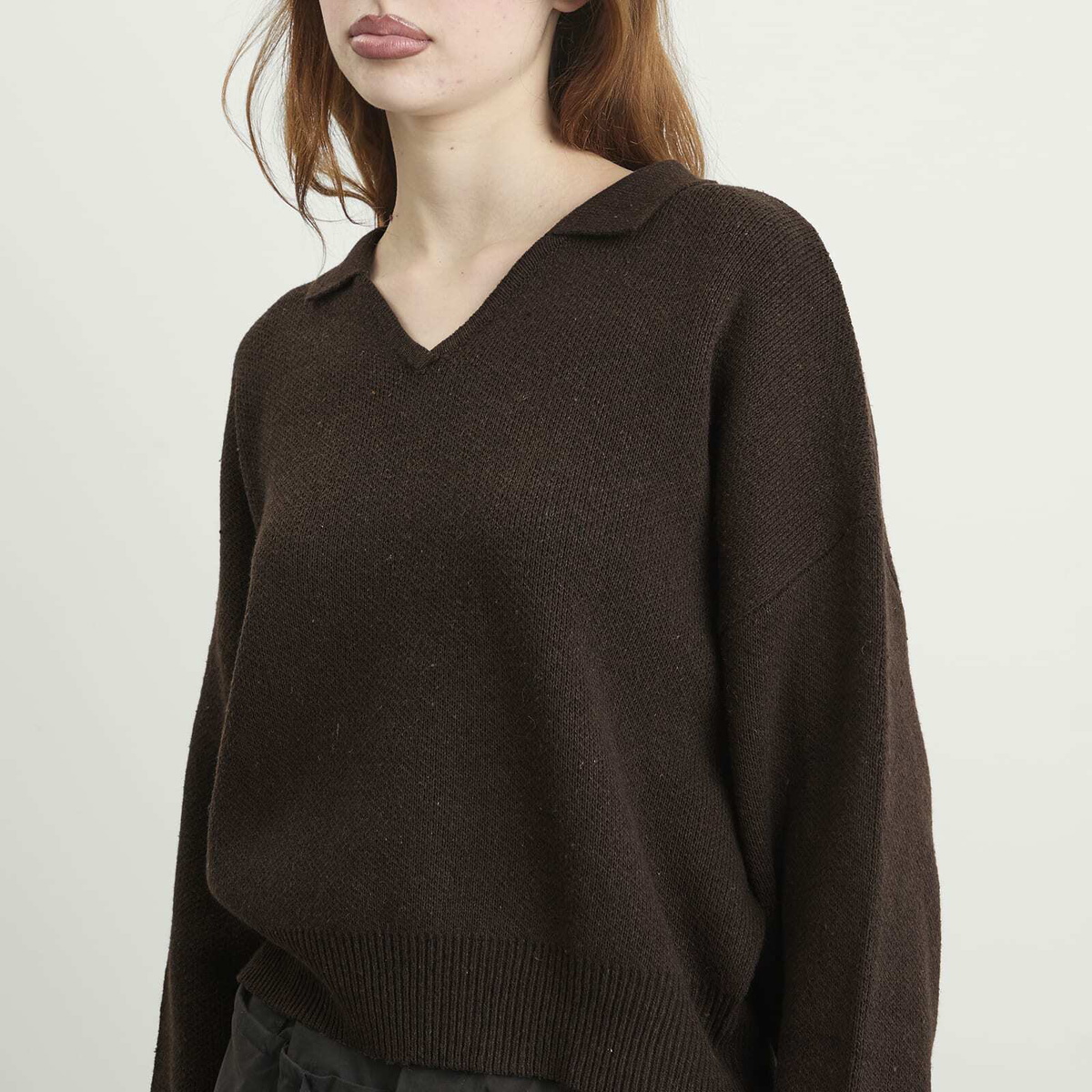 Deiji Studios Women's Collared Pullover in Burnt Wood