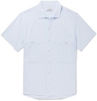 YMC - Striped Seersucker Shirt - Sky blue