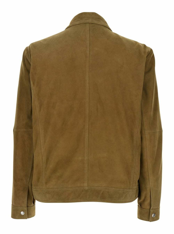 Photo: ARMA Brown Jacket With Classic Collar And Zip Closure In Suede Man