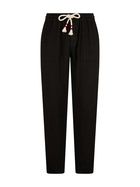 MC2 Saint Barth Man Black Linen Calais Pants With Drawstring