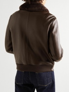 Yves Salomon - Slim-Fit Shearling-Trimmed Leather Jacket - Brown