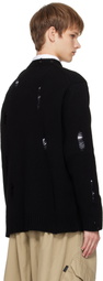 YOHJI YAMAMOTO Black Plain Stitch Crashed Round Neck Sweater