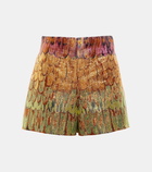 Valentino Metallic brocade high-rise shorts