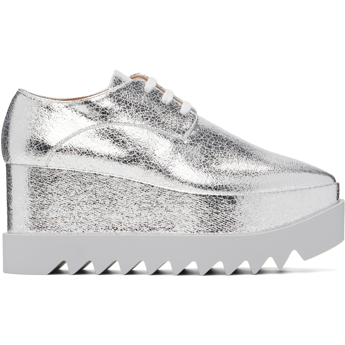 Stella McCartney Silver Elyse Metallic Crackled Platform Derbys