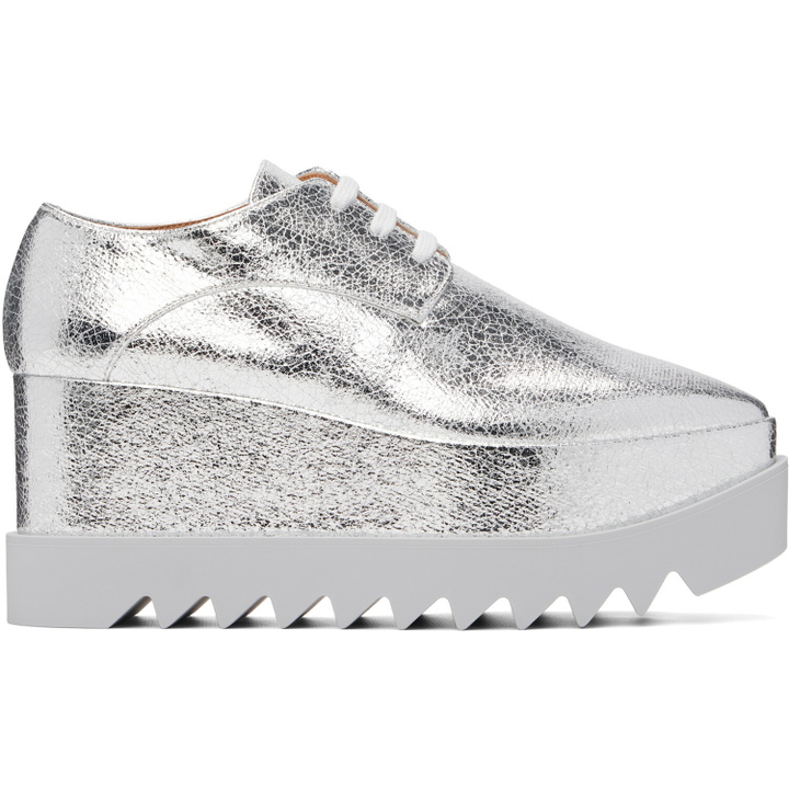Photo: Stella McCartney Silver Elyse Metallic Crackled Platform Derbys