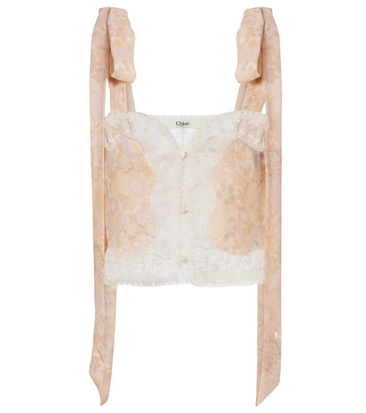 Photo: Chloé Floral lace-trimmed silk top