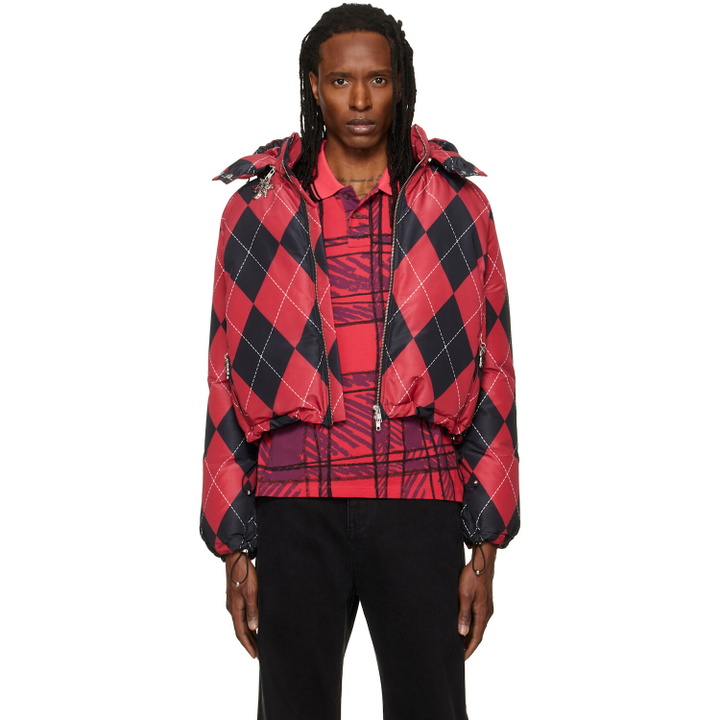 Photo: Chopova Lowena Red Argyle Puffer Jacket