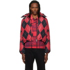 Chopova Lowena Red Argyle Puffer Jacket