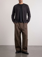 Amomento - Cotton-Blend Wide-Leg Trousers - Brown
