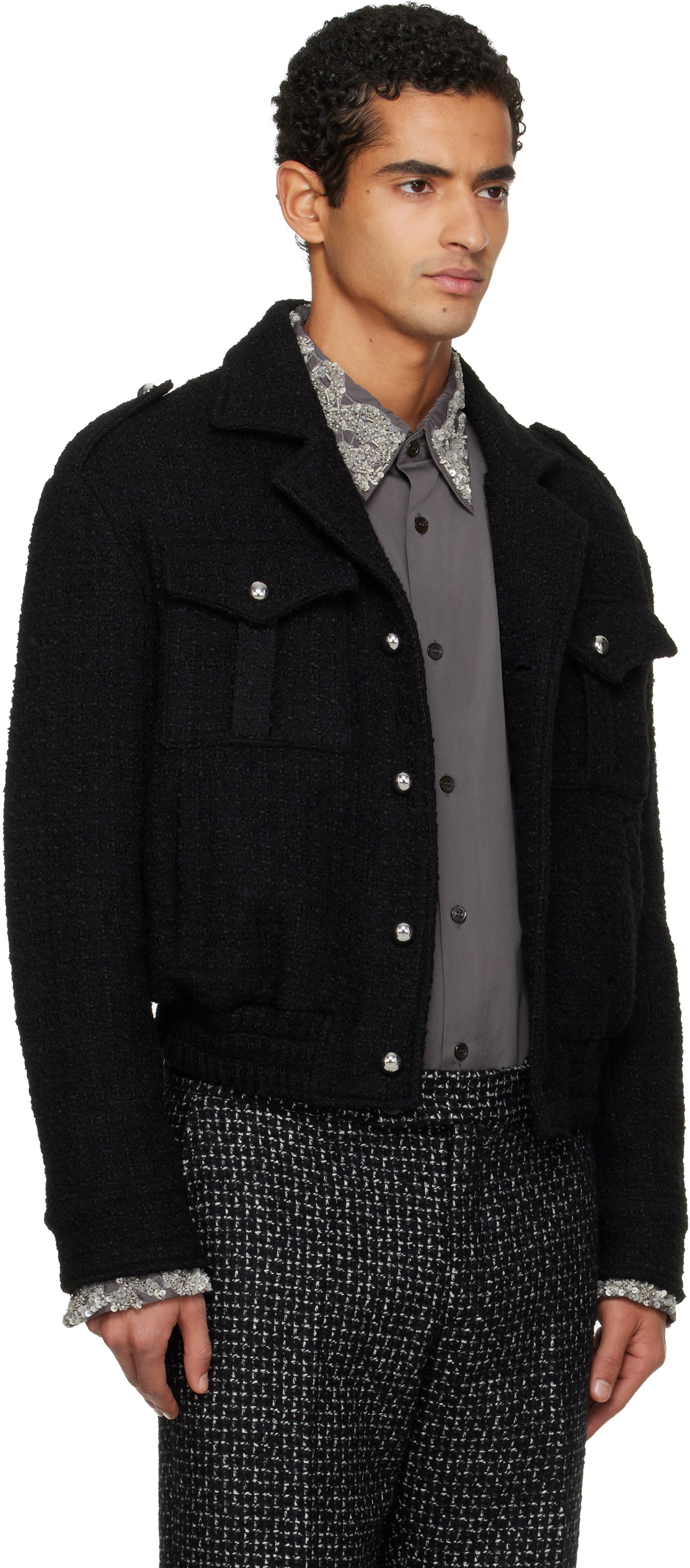 Ernest W. Baker Black Military Bomber Jacket