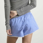 Good American Women's Poplin Lace Trimmed Boxer Shorts in Blue/White Stripe
