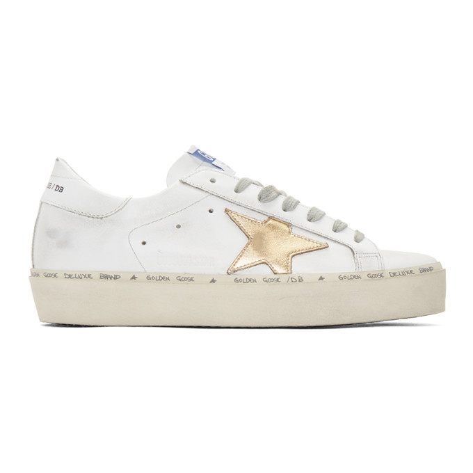 Photo: Golden Goose White and Gold Hi Star Sneakers