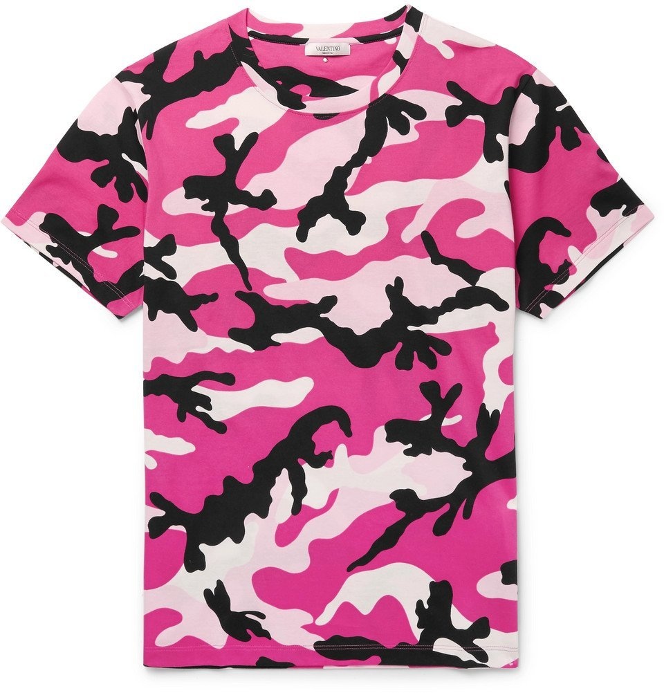 Lover og forskrifter Soar Høre fra Valentino - Camouflage-Print Cotton-Jersey T-Shirt - Men - Pink Valentino