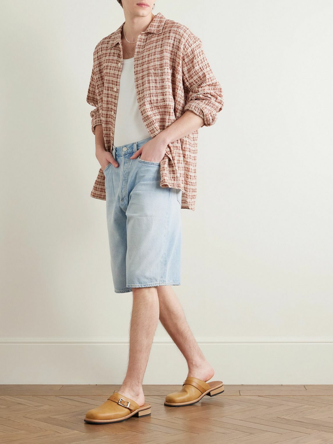 AGOLDE - Skater Straight-Leg Denim Shorts - Blue