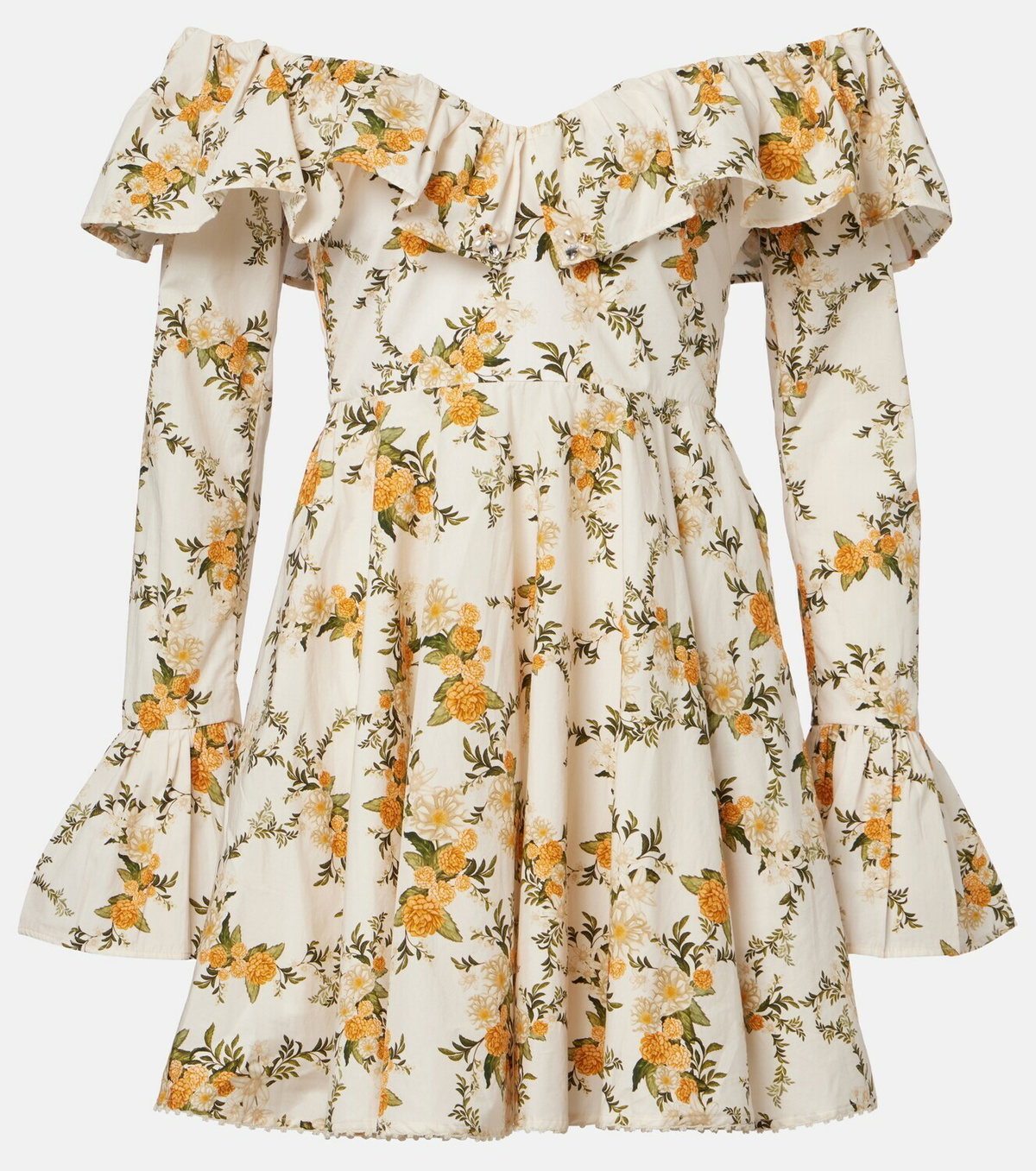 Agua by Agua Bendita Verso off-shoulder floral cotton minidress