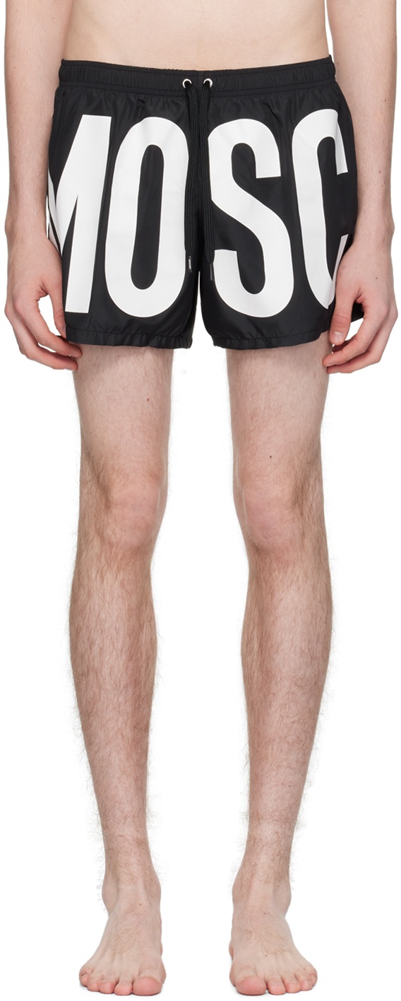 Photo: Moschino Black Printed Swim Shorts