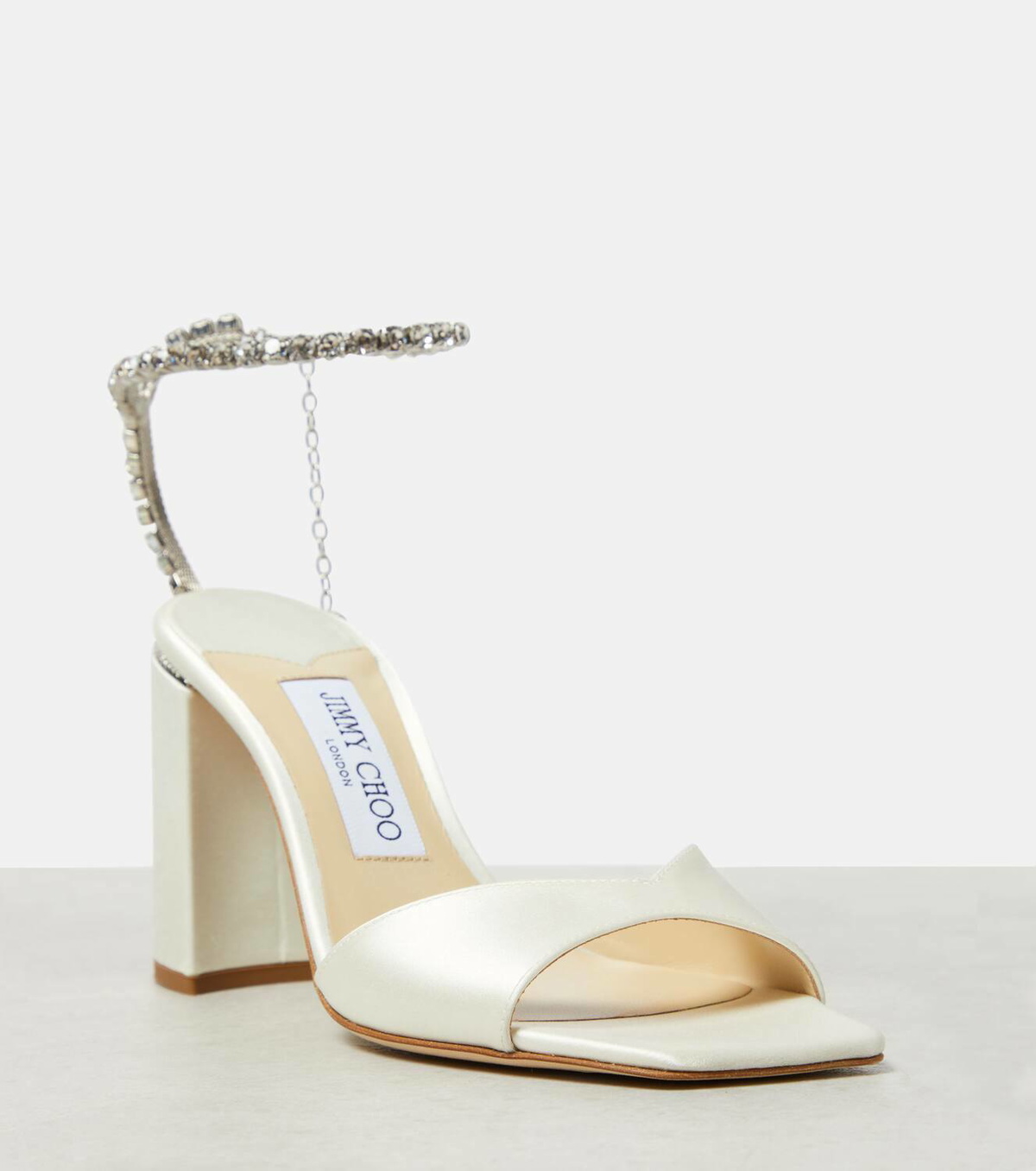 Jimmy Choo Saeda 85 embellished satin sandals Jimmy Choo