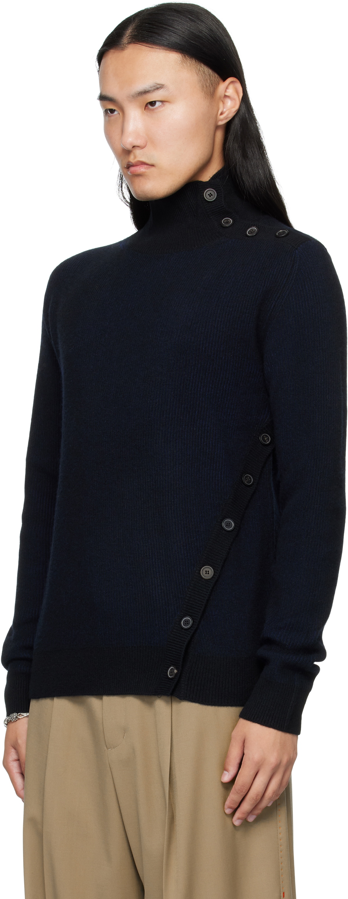 MMIC Navy & Black Oblique Turtleneck