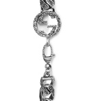 Gucci - Logo-Detailed Burnished Sterling Silver Bracelet - Silver