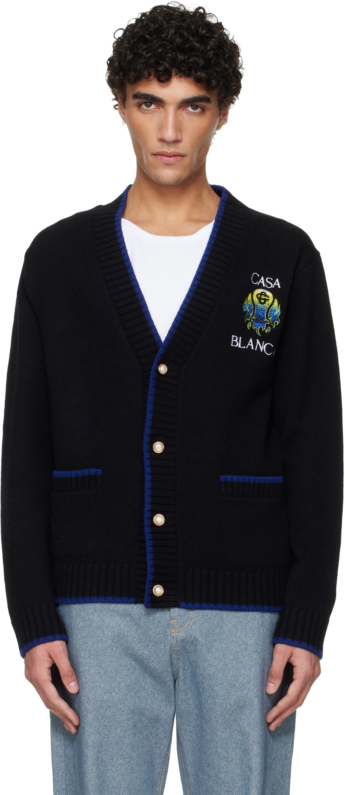 Casablanca Black Flaming Tennis Ball Cardigan