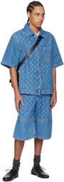 Marine Serre Blue Moon Laser Denim Shorts