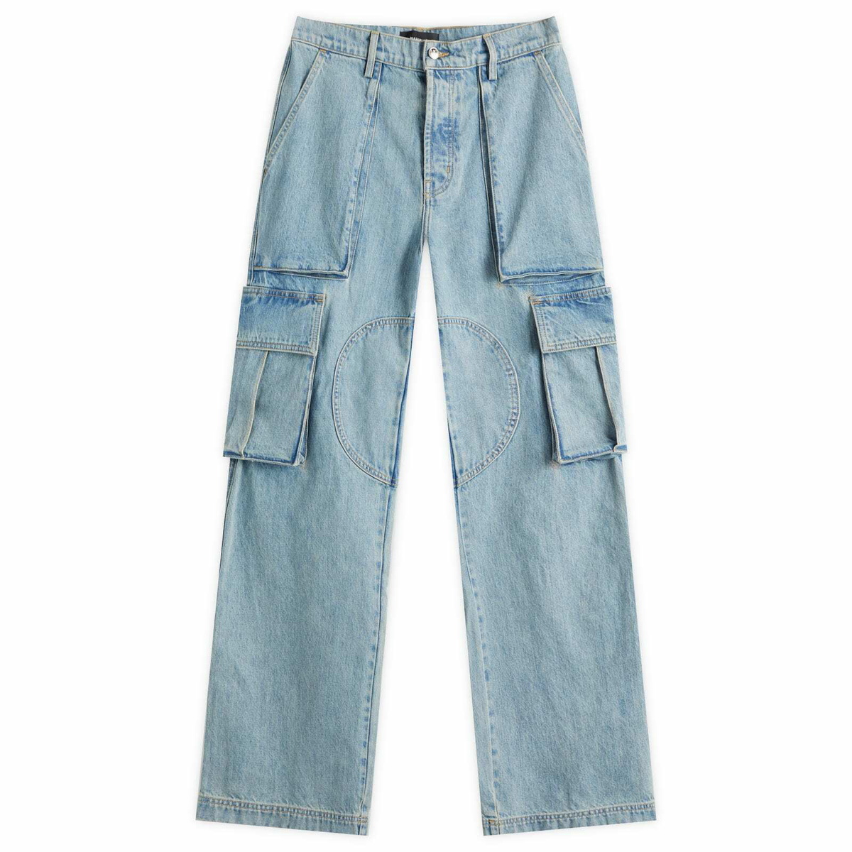Nahmias Men's Denim Logo Cargo Pants in Vintage Blue