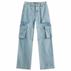 Nahmias Men's Denim Logo Cargo Pants in Vintage Blue