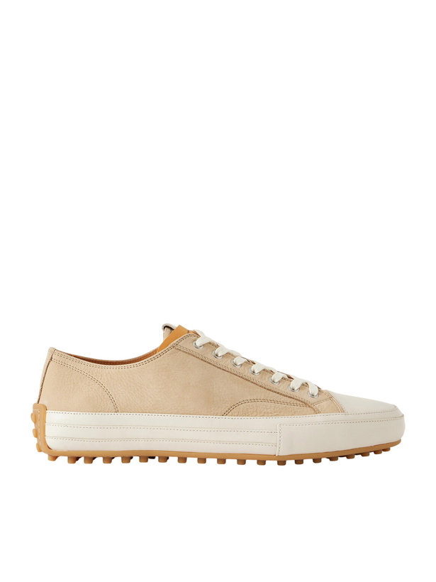 Photo: Tod's - Cassetta Leather-Trimmed Nubuck Sneakers - Neutrals