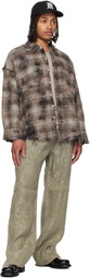 R13 Brown & Gray Shredded Seam Drop Neck Shirt