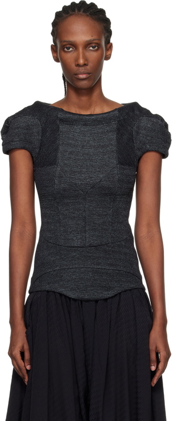 Photo: Kiko Kostadinov Gray Compass Jersey Blouse