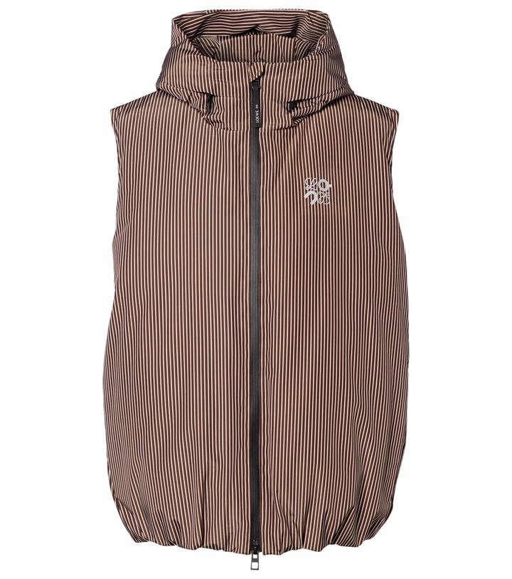 Photo: Loewe x On hooded striped puffer vest