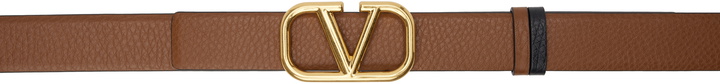 Photo: Valentino Garavani Brown & Black VLogo Signature Reversible Belt