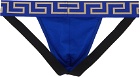Versace Underwear Blue Greca Border Jockstrap