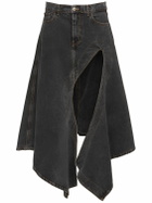 Y/PROJECT Asymmetric High Rise Denim Midi Skirt