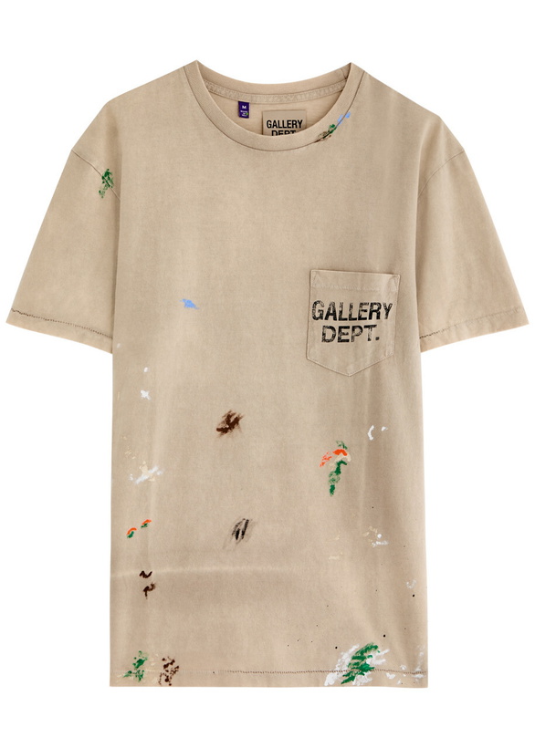 Photo: Gallery Dept. Paint-splattered Logo Cotton T-shirt Taupe