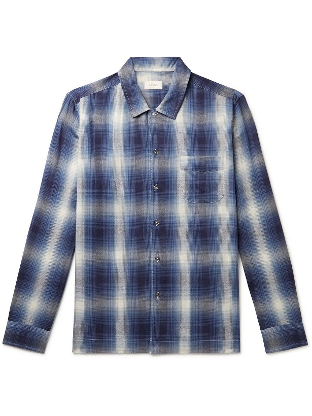 Photo: Altea - Harris Checked Cotton and Lyocell-Blend Flannel Shirt - Blue