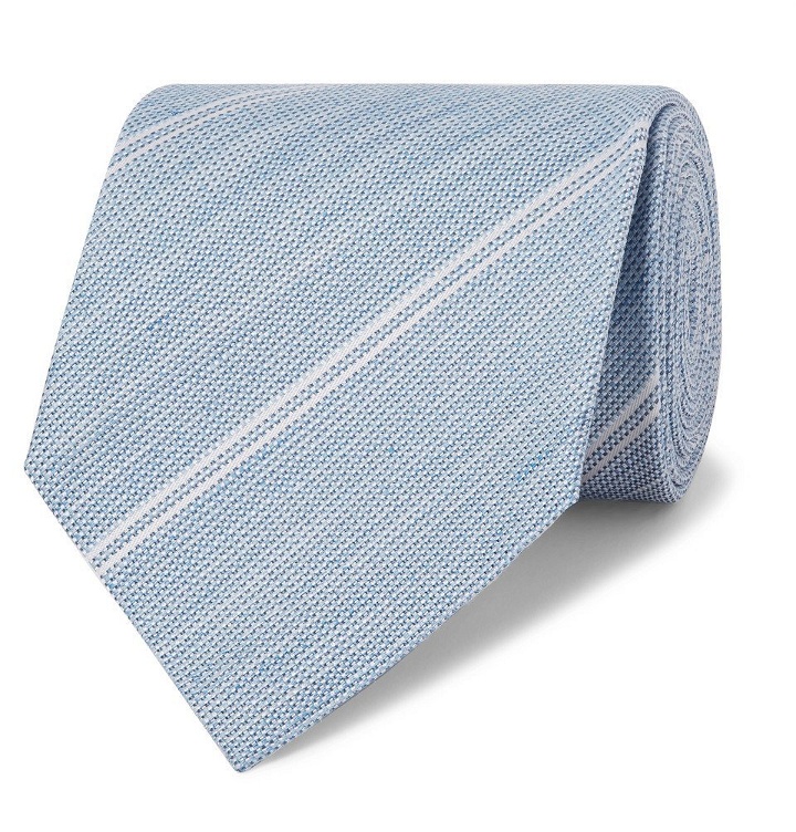Photo: TOM FORD - 8.5cm Striped Silk and Linen-Blend Tie - Men - Light blue