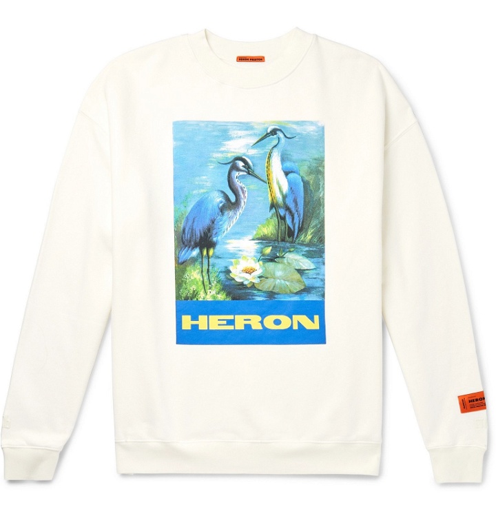 Photo: Heron Preston - Printed Fleece-Back Cotton-Jersey Sweatshirt - Neutrals